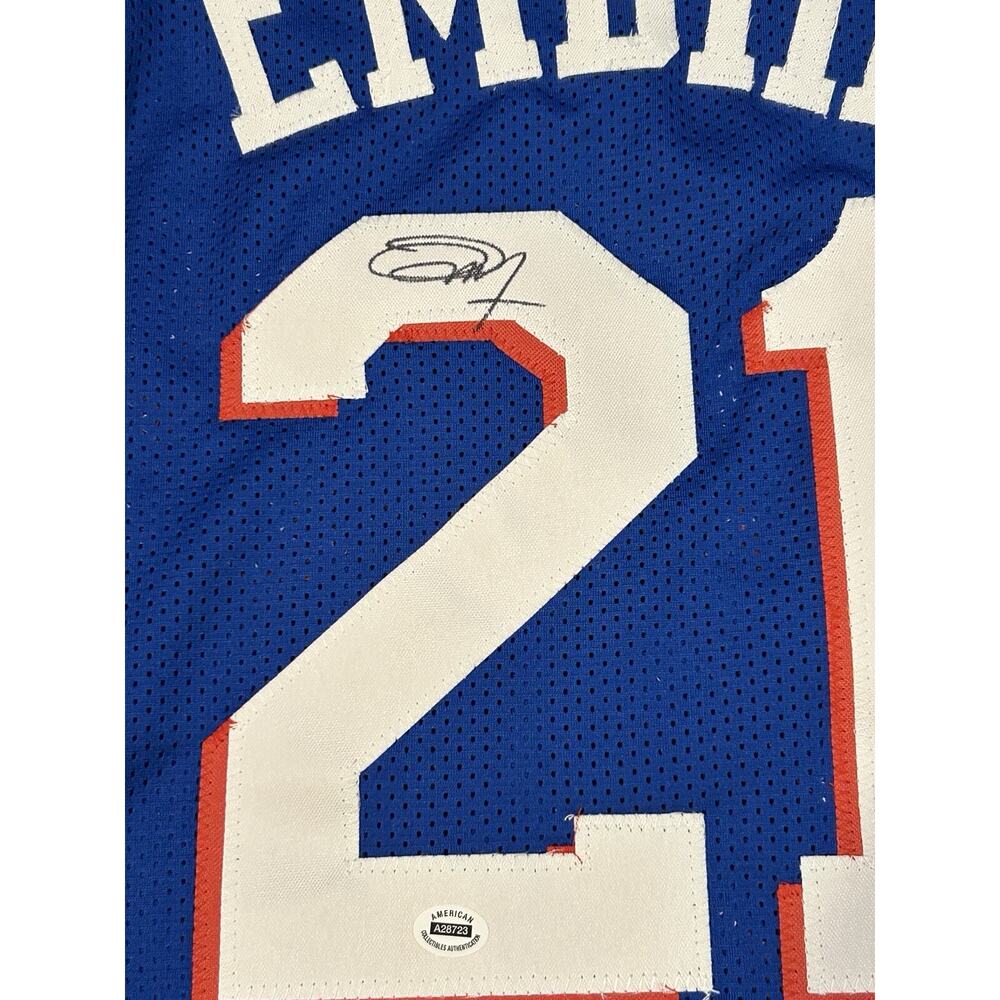 Joel Embiid Signed‎ Autographed Philadelphia 76ers Jersey w/ Hologram COA - Picture 2 of 6
